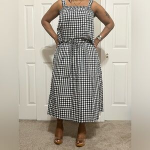 JCREW Gingham navy print tank and long skirt